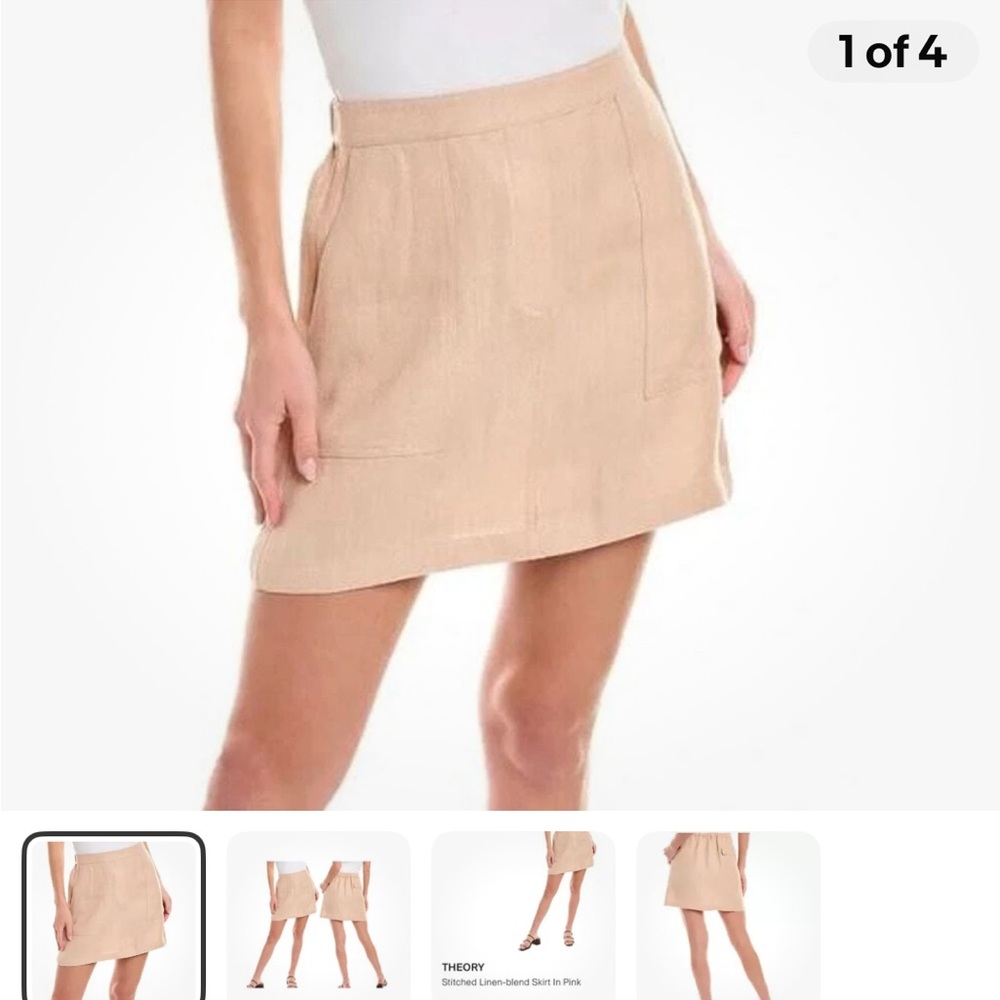 Theory Tan A-Line Asymmetrical Mini Skirt